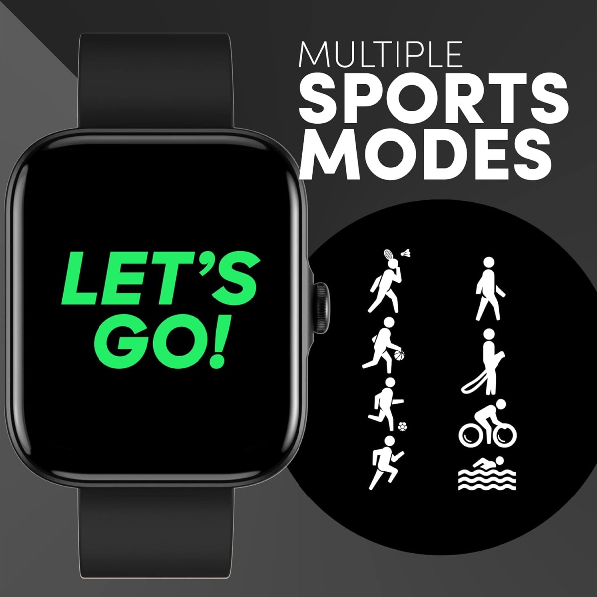 SENS NUTON 1 with 1.7 IPS Display, Orbiter, 5ATM & 150+ Watch Faces & Free Additional Strap (Matte Black)