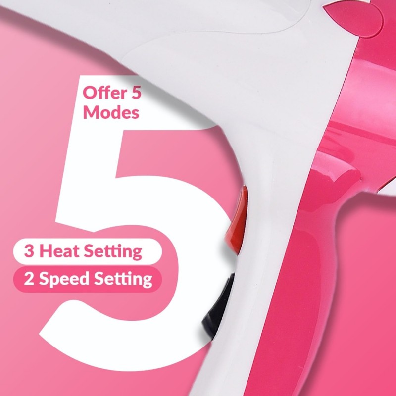 SHINON SH-898 Professional Hair Dryer 1800 Watt, 3 Heat Setting, 2 Speed Settings, Overheating Protection Styling Tool/Hair Dryer Professional Hair Dryer with cool & hot Air, Pink