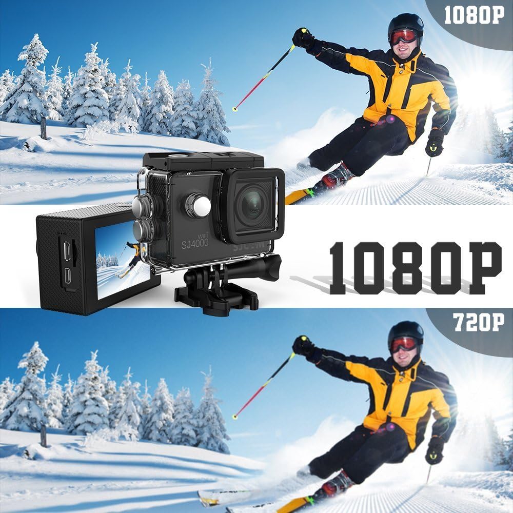 SJCAM SJ4000 WiFi 12MP Optical Full HD WiFi Sports Action Camera 170°Wide FOV 30M Waterproof DV Camcorder, Black-