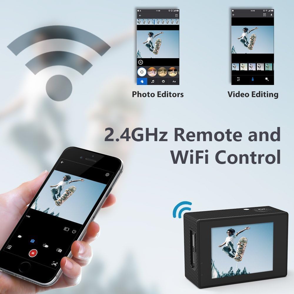 SJCAM SJ4000 WiFi 12MP Optical Full HD WiFi Sports Action Camera 170°Wide FOV 30M Waterproof DV Camcorder, Black-