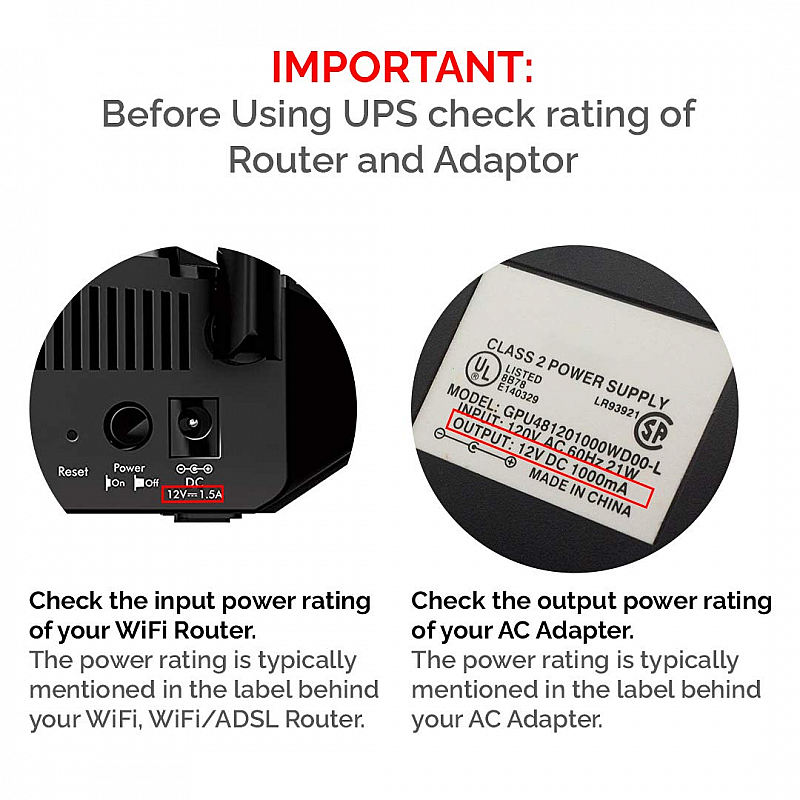 INSTAPLAY WiFi Router UPS uniterrupted Power Backup for 12V/2A WiFi Router Designed