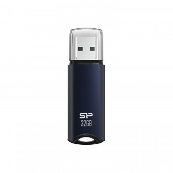 SP Silicon Power 32GB USB 3.2 Flash Drive, Pen Drive, Aluminum Casing, Built-in Strap Hole, Detachable Cap (Marvel M02, Navy Blue)