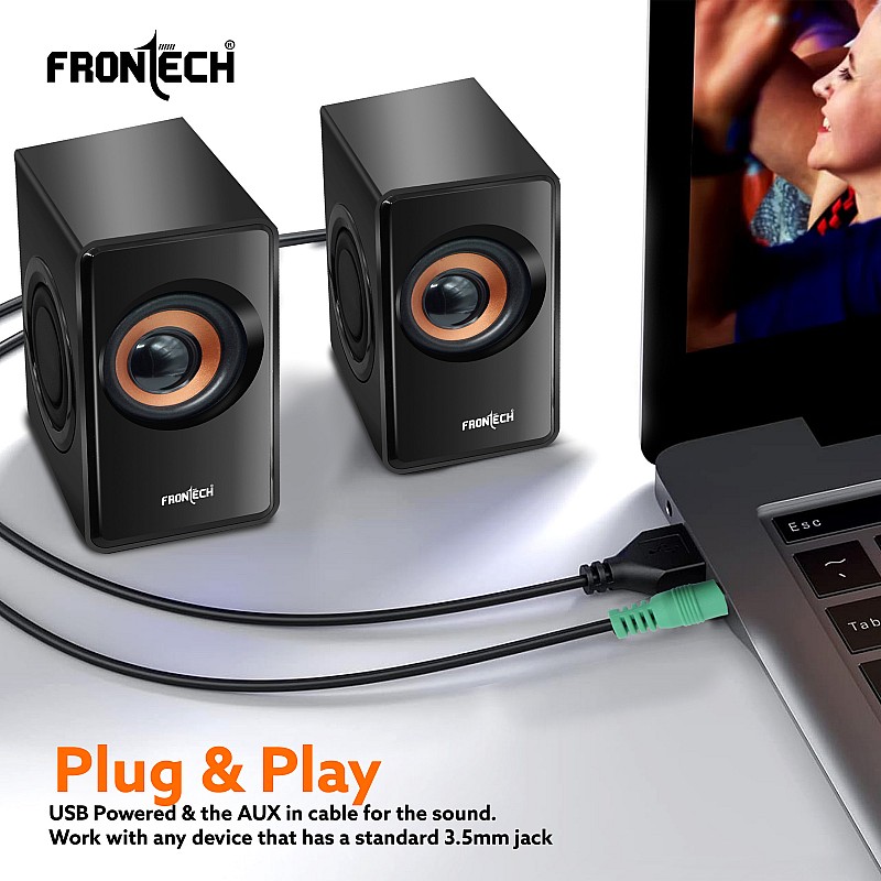 Frontech SW-0042 6 W Brown 2.0 Channel Wired Desktop / Laptop Speaker