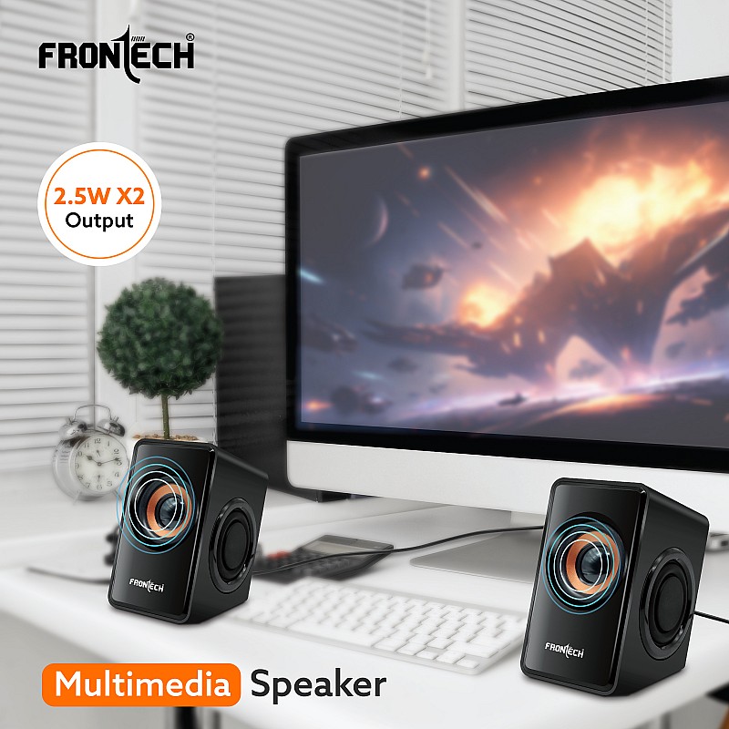 Frontech SW-0042 6 W Brown 2.0 Channel Wired Desktop / Laptop Speaker