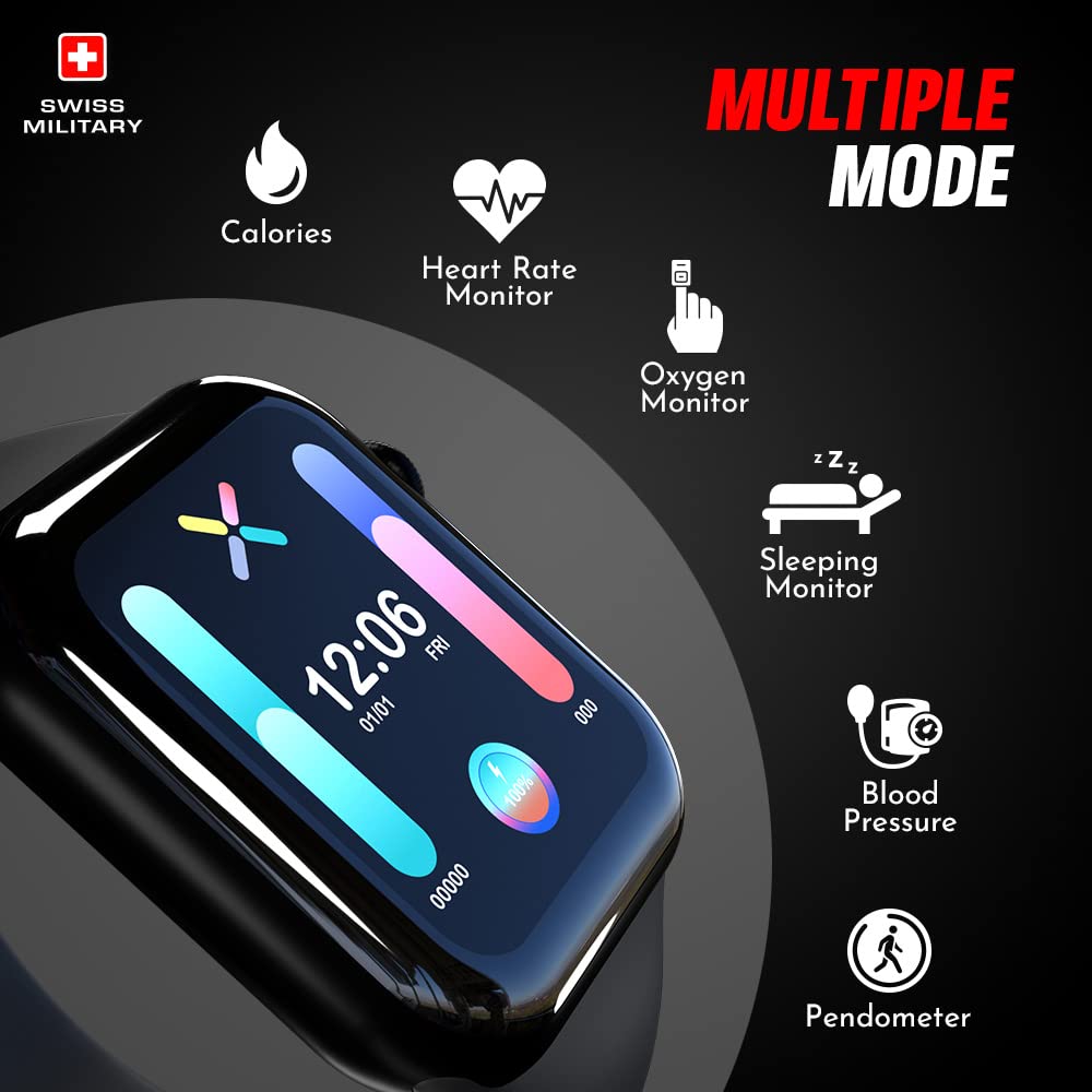 SWISS MILITARY Ankaa Smart Watch with 7 Days Battery Life, Full Touch HD Display, 24 * 7 Heart Rate Monitor, Sleep Monitoring.(un box)