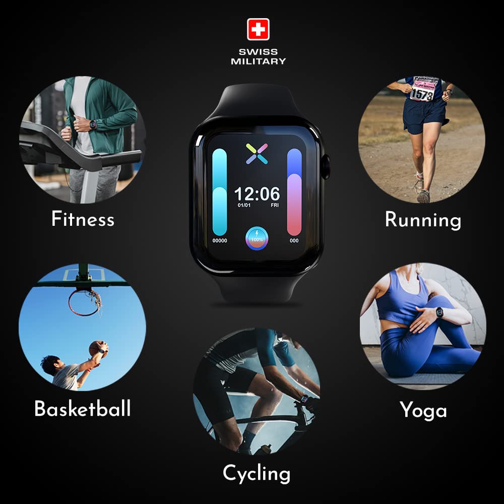 SWISS MILITARY Ankaa Smart Watch with 7 Days Battery Life, Full Touch HD Display, 24 * 7 Heart Rate Monitor, Sleep Monitoring.(un box)