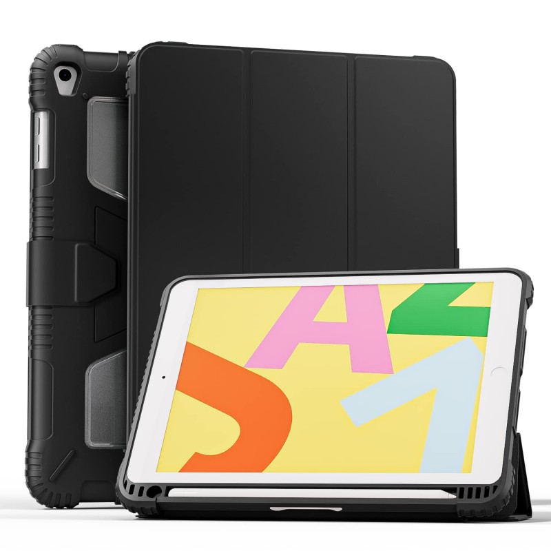 SWOOK Smart Shockproof Case with Pencil Holder for iPad 10.2 inch 9 9th 8 8th 7 7th Generation 10.2" inch 2020 2019 iPad A2270 A2428 A2429 A2430 A2197 A2198 A2200 Flip Cover