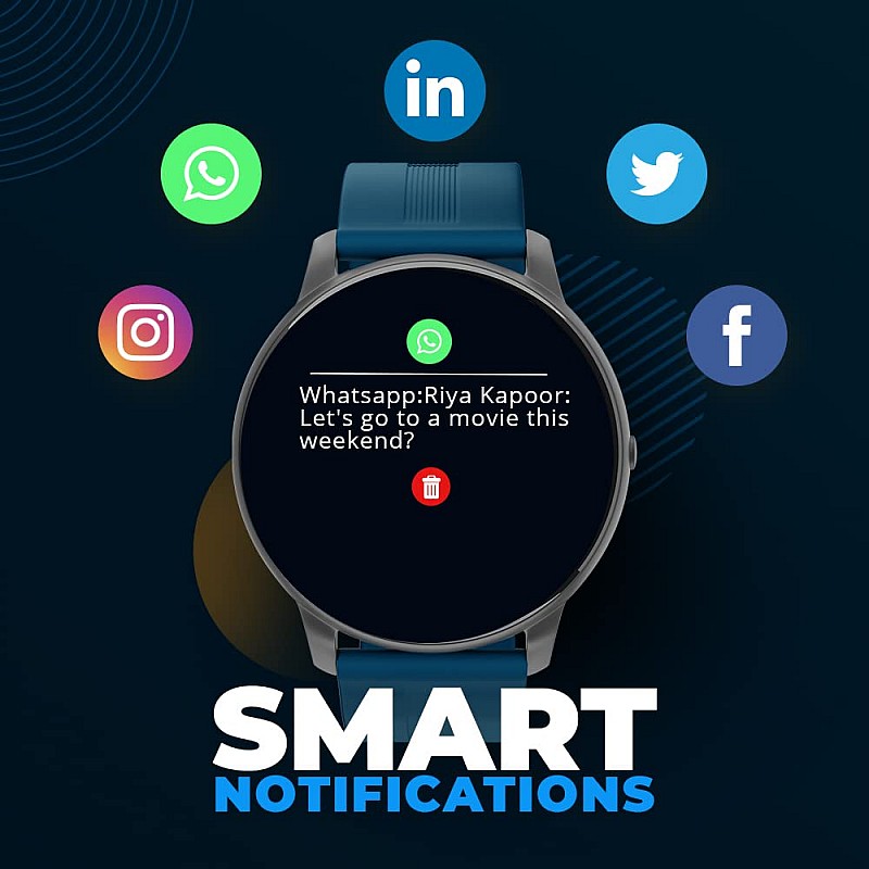 SYSKA SW200 Smart Watch 100+ Cloud & Customizable Watch Faces | Smart Notifications for Calls, SMS, Whatsapp|Battery Runtime-Upto 10 Days (Spectra Blue)