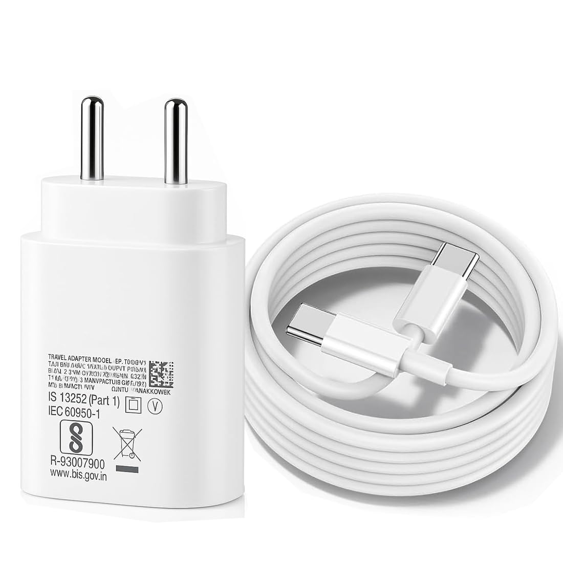 Samsung 25W Type-C Travel Adapter & USB C Cable Combo Mobile Charger Super Fast Charging Adaptor With PD Charging For Samsung Galaxy S24 Ultra White
