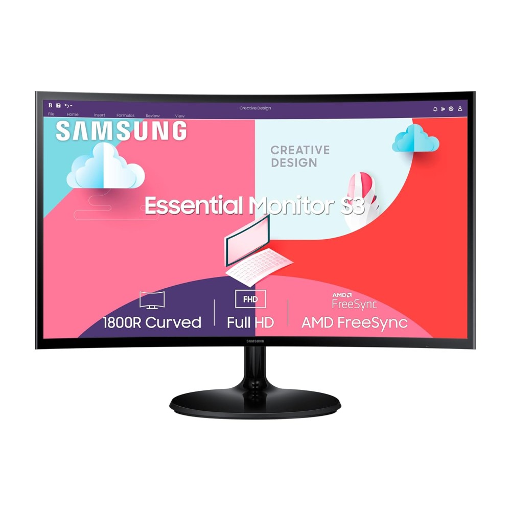 Samsung 27-Inch(68.5Cm) FHD, 1800R Curved 1,920 X 1,080 LCD Monitor, 75Hz, VA Panel, Slim Design, AMD Freesync, Flicker Free, HDMI, Audio Port (LS27C360EAWXXL, Black)