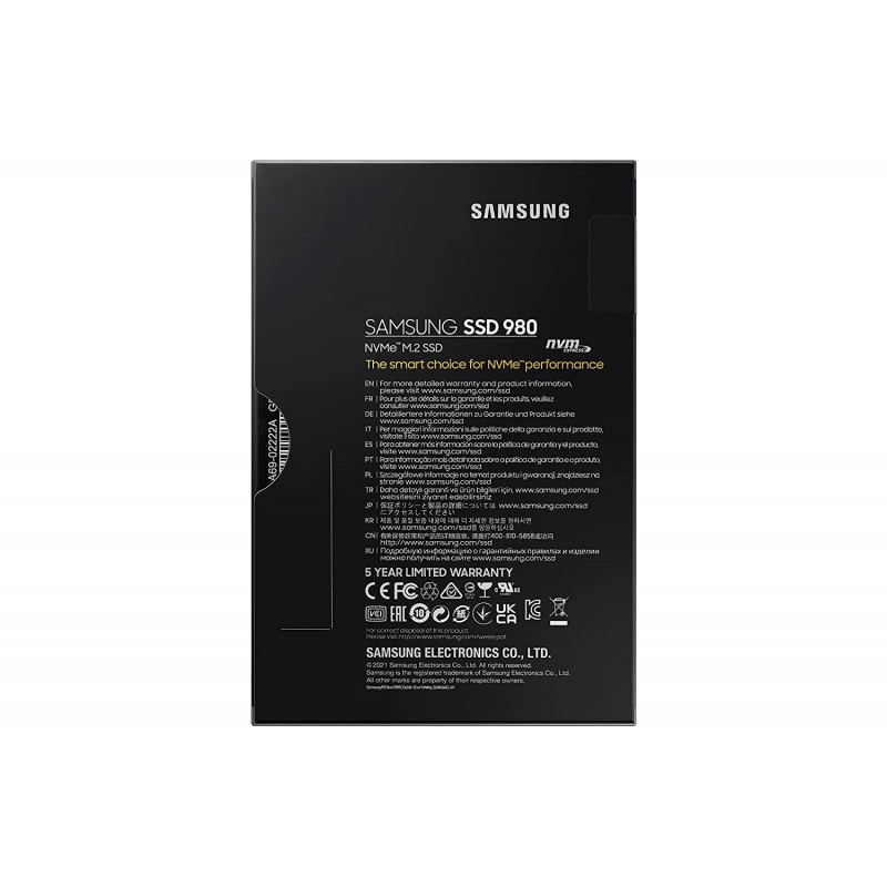 Samsung 980 500GB Up to 3,500 MB/s PCIe 3.0 NVMe M.2 (2280) Internal Solid State Drive (SSD) (MZ-V8V500)