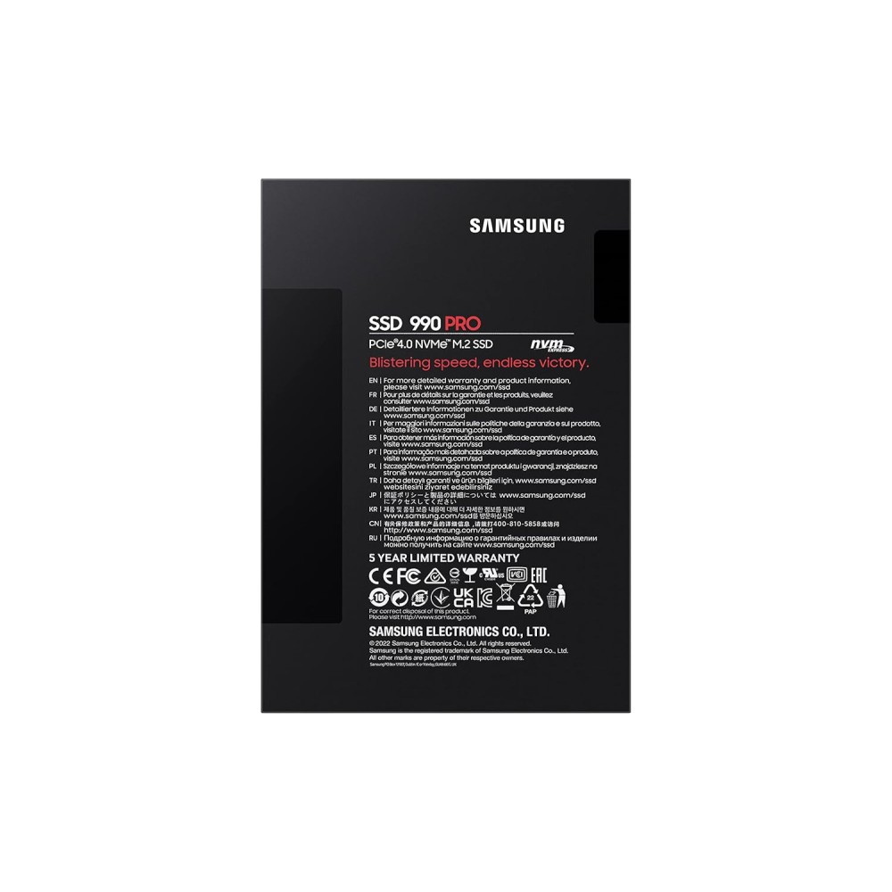 Samsung 990 PRO SSD 2TB PCIe 4.0 M.2 Internal SSD, Seq. Read Speeds Up to 7,450 MB/s for High End Computing, Gaming, Video Editing and Heavy Duty Workstations, MZ-V9P2T0BW