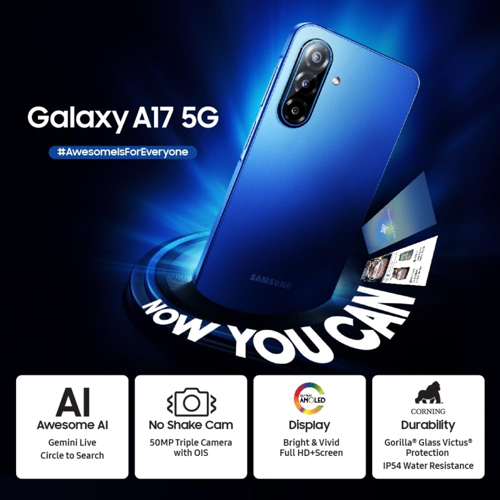 Samsung Galaxy A17 5G (Gray, 8GB RAM, 128GB Storage) | 50 MP No Shake Camera | Gemini Live