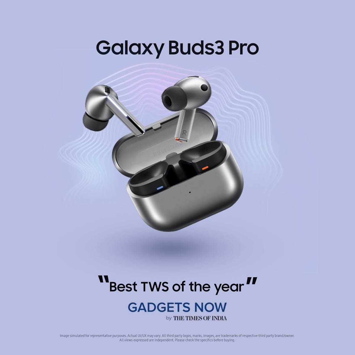 Samsung Galaxy Buds 3 Pro (Silver) with Galaxy AI | Adaptive ANC | Real-time Interpreter | 24-bit Hi-Fi Audio | Up to 37H Battery | IP57