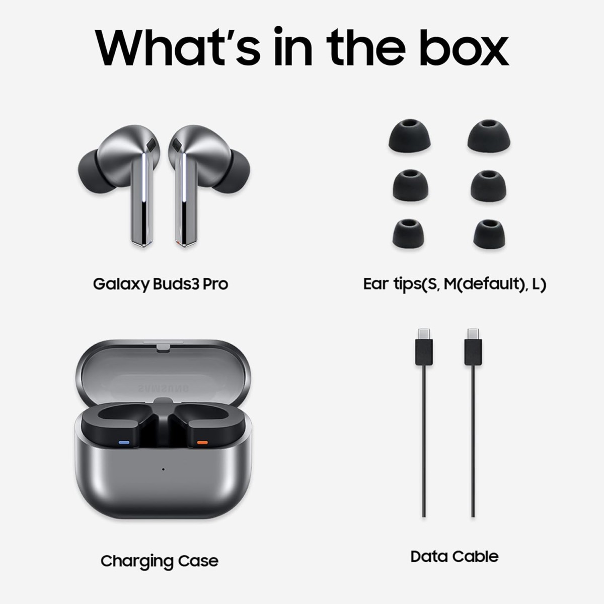 Samsung Galaxy Buds 3 Pro (Silver) with Galaxy AI | Adaptive ANC | Real-time Interpreter | 24-bit Hi-Fi Audio | Up to 37H Battery | IP57