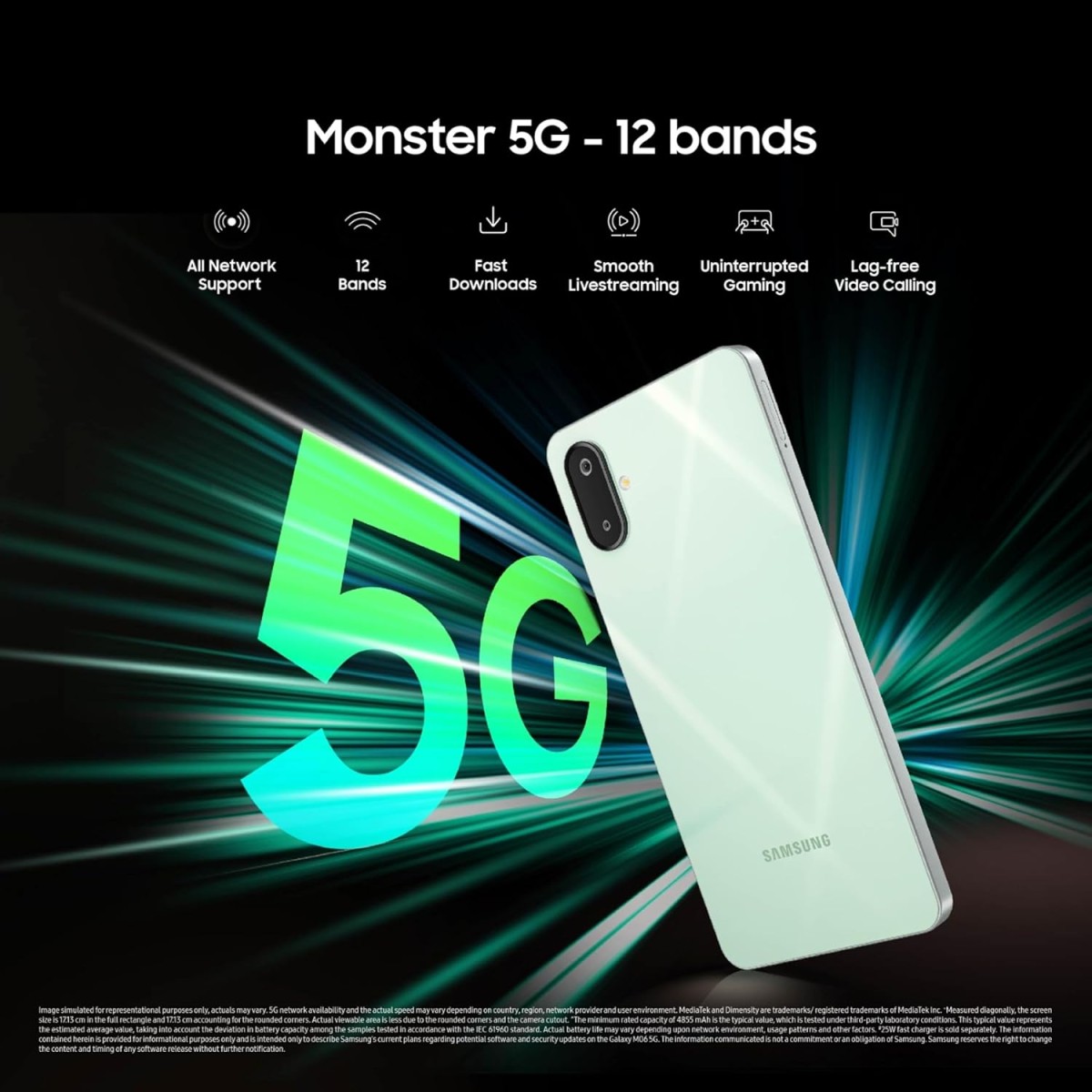 Samsung Galaxy M06 5G Mobile Sage Green, 6GB RAM, 128GB Storage Samsung Galaxy M06 5G Mobile Sage Green, 6GB RAM, 128GB Storage