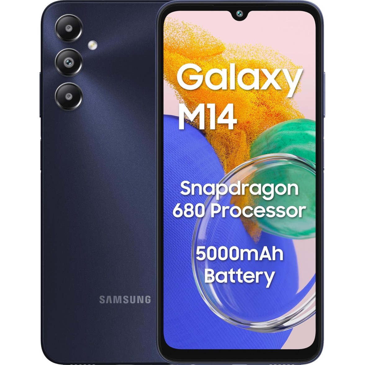 Samsung Galaxy M14 4G (Sapphire Blue,4GB,64GB) | 50MP Triple Cam | 5000mAh Battery | Snapdragon 680 Processor | 2 Gen. OS Upgrade & 4 Year Security Update | 8GB RAM with RAM Plus | Without Charger {open box}
