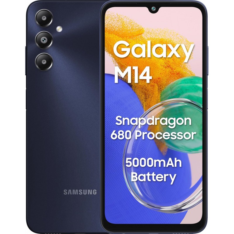 Samsung Galaxy M14 4G (Sapphire Blue,4GB,64GB) | 50MP Triple Cam | 5000mAh Battery | Snapdragon 680 Processor | 2 Gen. OS Upgrade & 4 Year Security Update | 8GB RAM with RAM Plus | Without Charger {open box} Samsung Galaxy M14 4G (Sapphire Blue,4GB,64GB) | 50MP Triple Cam | 5000mAh Battery | Snapdragon 680 Processor | 2 Gen. OS Upgrade & 4 Year Security Update | 8GB RAM with RAM Plus | Without Charger {open box}