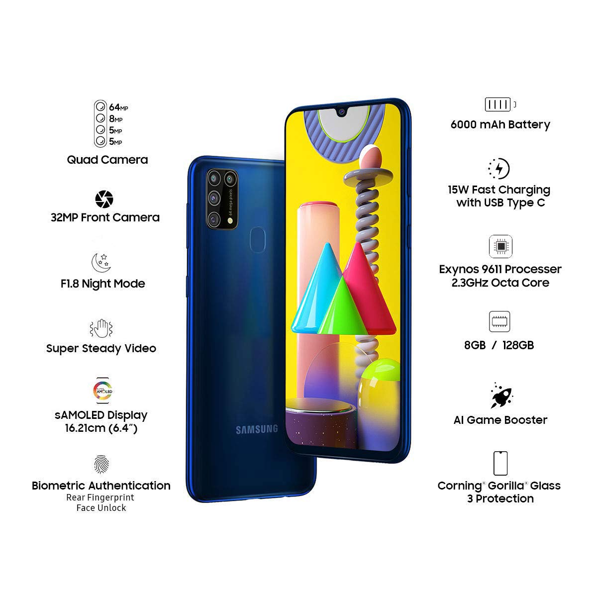 Samsung Galaxy M31 8GB 128GB (Ocean Blue) refurbished