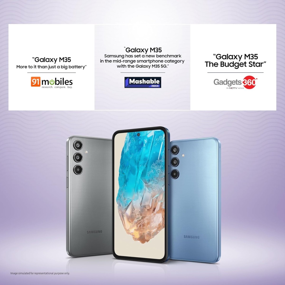 Samsung Galaxy M35 5G (Moonlight Blue,6GB RAM,128GB Storage)| Corning Gorilla Glass Victus+| AnTuTu Score 595K+ | Vapour Cooling Chamber | 6000mAh Battery | 120Hz Super AMOLED Display| Without Charger {open box}