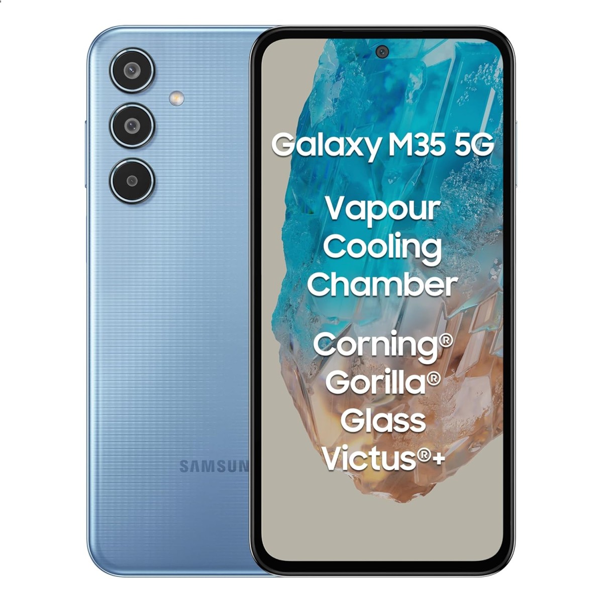 Samsung Galaxy M35 5G (Moonlight Blue,6GB RAM,128GB Storage)| Corning Gorilla Glass Victus+| AnTuTu Score 595K+ | Vapour Cooling Chamber | 6000mAh Battery | 120Hz Super AMOLED Display| Without Charger {open box}