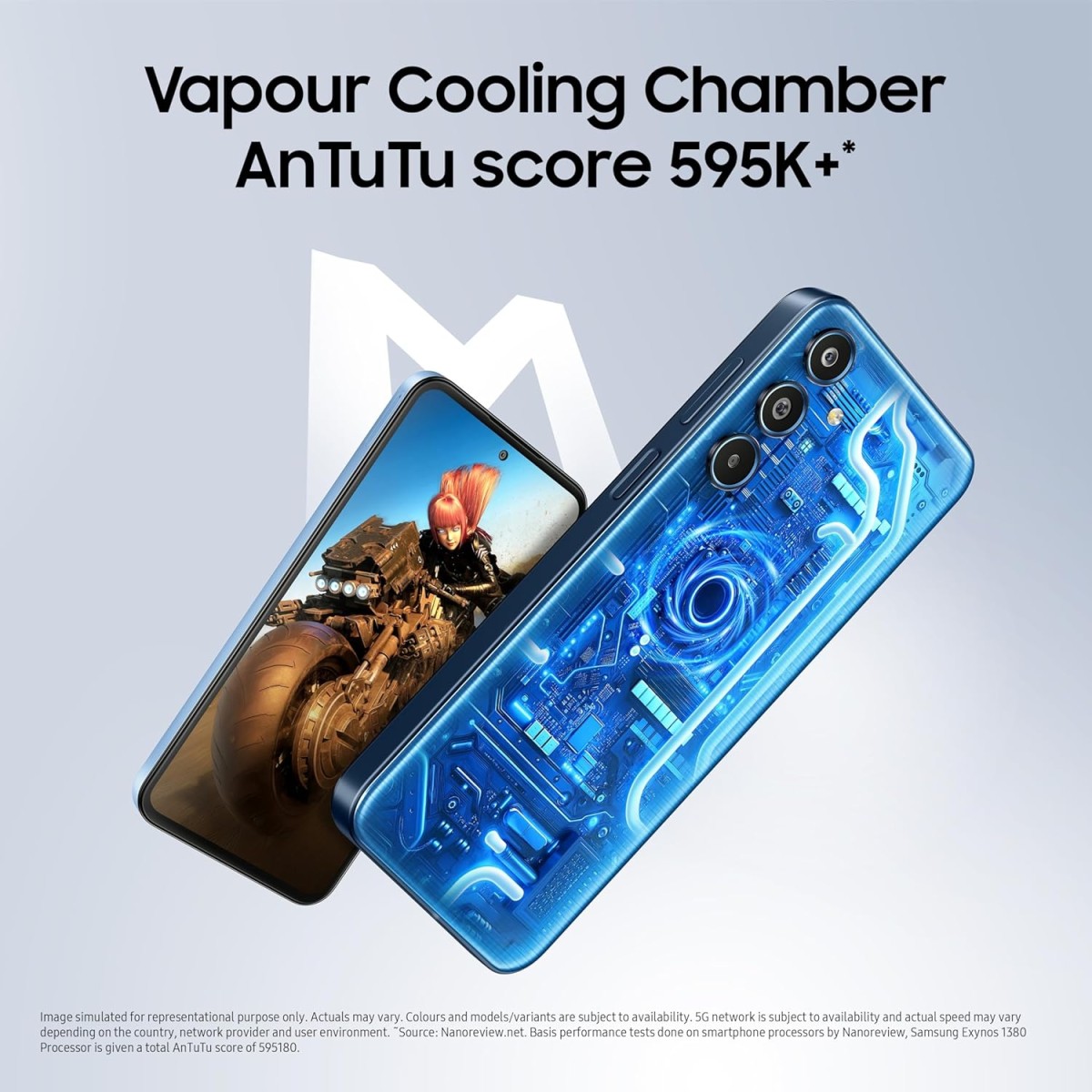 Samsung Galaxy M35 5G (Moonlight Blue,6GB RAM,128GB Storage)| Corning Gorilla Glass Victus+| AnTuTu Score 595K+ | Vapour Cooling Chamber | 6000mAh Battery | 120Hz Super AMOLED Display| Without Charger {open box}