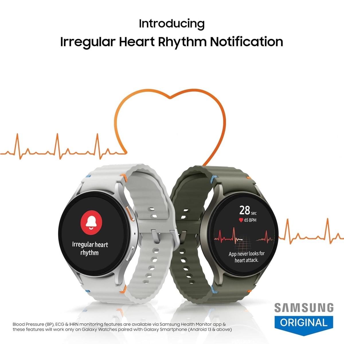 Samsung Galaxy Watch 7 (44mm, Silver, BT+LTE) with 3nm Processor | Dual GPS | Sapphire Glass & Armour Aluminum | 5ATM & IP68 | HR, SpO2, BP & ECG Monitor
