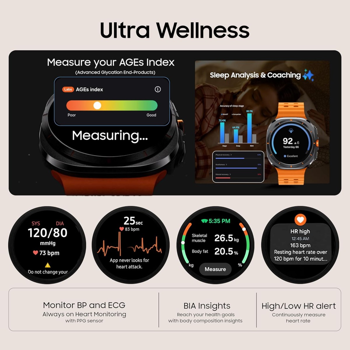 Samsung Galaxy Watch Ultra (47mm, LTE, Silver) with Upto 100h battery | 3nm Processor | Dual GPS | Quick Button/Siren | Sapphire Glass & Titanium | 10ATM & IP68 | BP & ECG Monitor |Energy Score & AGEs