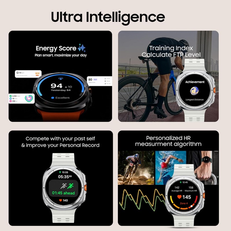 Samsung Galaxy Watch Ultra (47mm, LTE, Silver) with Upto 100h battery | 3nm Processor | Dual GPS | Quick Button/Siren | Sapphire Glass & Titanium | 10ATM & IP68 | BP & ECG Monitor |Energy Score & AGEs Samsung Galaxy Watch Ultra (47mm, LTE, Silver) with Upto 100h battery | 3nm Processor | Dual GPS | Quick Button/Siren | Sapphire Glass & Titanium | 10ATM & IP68 | BP & ECG Monitor |Energy Score & AGEs