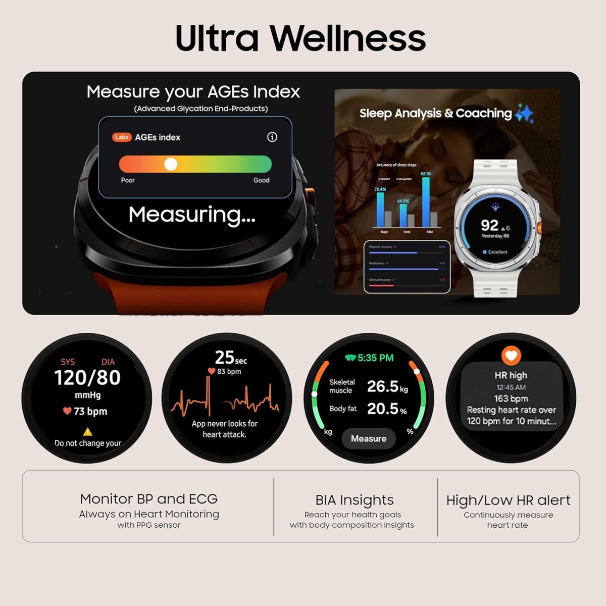 Samsung Galaxy Watch Ultra (47mm, LTE, Silver) with Upto 100h battery | 3nm Processor | Dual GPS | Quick Button/Siren | Sapphire Glass & Titanium | 10ATM & IP68 | BP & ECG Monitor |Energy Score & AGEs