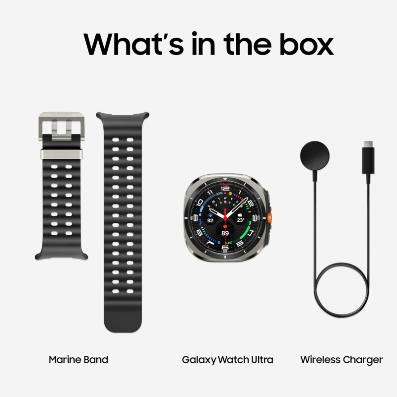 Samsung Galaxy Watch Ultra (47mm, LTE, Silver) with Upto 100h battery | 3nm Processor | Dual GPS | Quick Button/Siren | Sapphire Glass & Titanium | 10ATM & IP68 | BP & ECG Monitor |Energy Score & AGEs Samsung Galaxy Watch Ultra (47mm, LTE, Silver) with Upto 100h battery | 3nm Processor | Dual GPS | Quick Button/Siren | Sapphire Glass & Titanium | 10ATM & IP68 | BP & ECG Monitor |Energy Score & AGEs