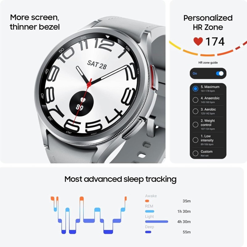 Samsung Galaxy Watch6 Classic LTE (47mm, Silver, Compatible with Android only) | Introducing BP & ECG Features Samsung Galaxy Watch6 Classic LTE (47mm, Silver, Compatible with Android only) | Introducing BP & ECG Features