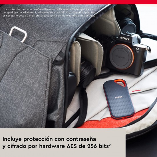 SanDisk 1TB Extreme Portable SSD 1050MB/s  2 Meter Drop Protection with IP55 Water/dust Resistance, HExternal SSD