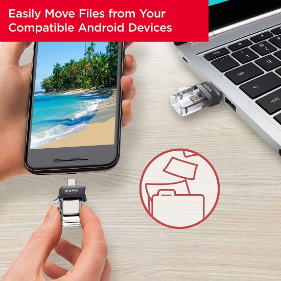 SanDisk 256GB Ultra Dual Drive m3.0 for Android Devices and Computers micro USB Pendrive