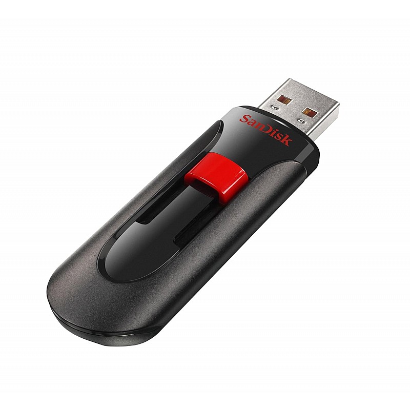 SanDisk Cruzer Glide 3.0 USB Flash Drive, CZ600 64GB, USB3.0, Black with red Slider, Retractable Design, 5Y