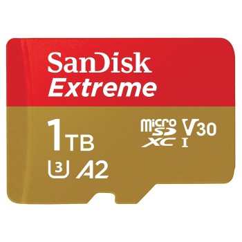 SanDisk Extreme 1TB microSDXC UHS-I, V30, 190MB/s Read, 130MB/s Write, Memory Card for 4K Video on Smartphones, Action Cams and Drones SanDisk Extreme 1TB microSDXC UHS-I, V30, 190MB/s Read, 130MB/s Write, Memory Card for 4K Video on Smartphones, Action Cams and Drones
