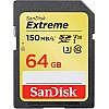 SanDisk Extreme SDXC, SDXVE 64GB, V30, U3, C10, UHS-I, 90MB/s R, 40MB/s W, for 4K Video