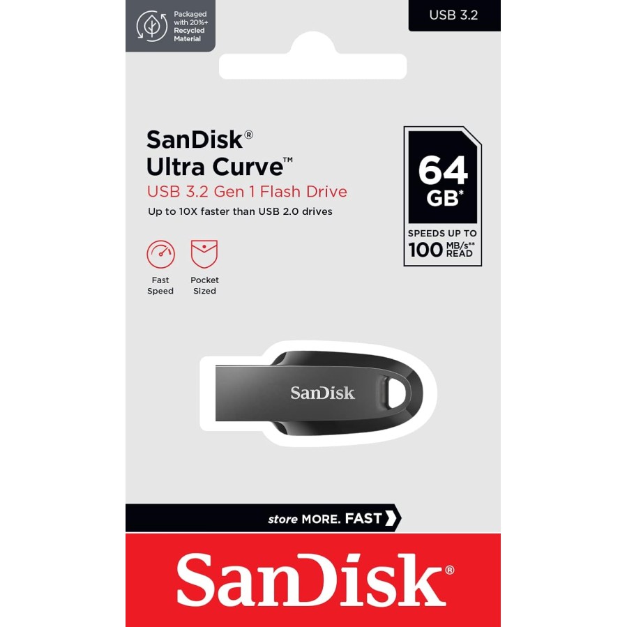 SanDisk ® Ultra Curve USB 3.2 64GB 100MB/s R Black
