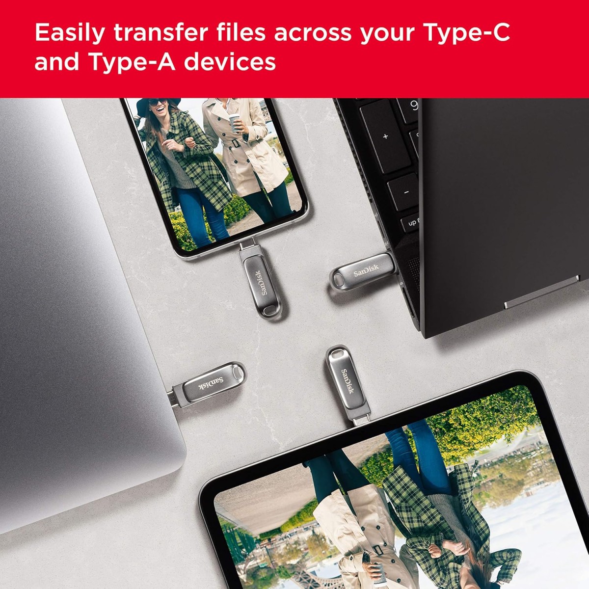 SanDisk Ultra Dual Drive Luxe Type-C 256GB, OTG, Upto 400MB/S, usb2.0 Pendrive, Silver, 5Y Warranty (SDDDC4-256G-I35)