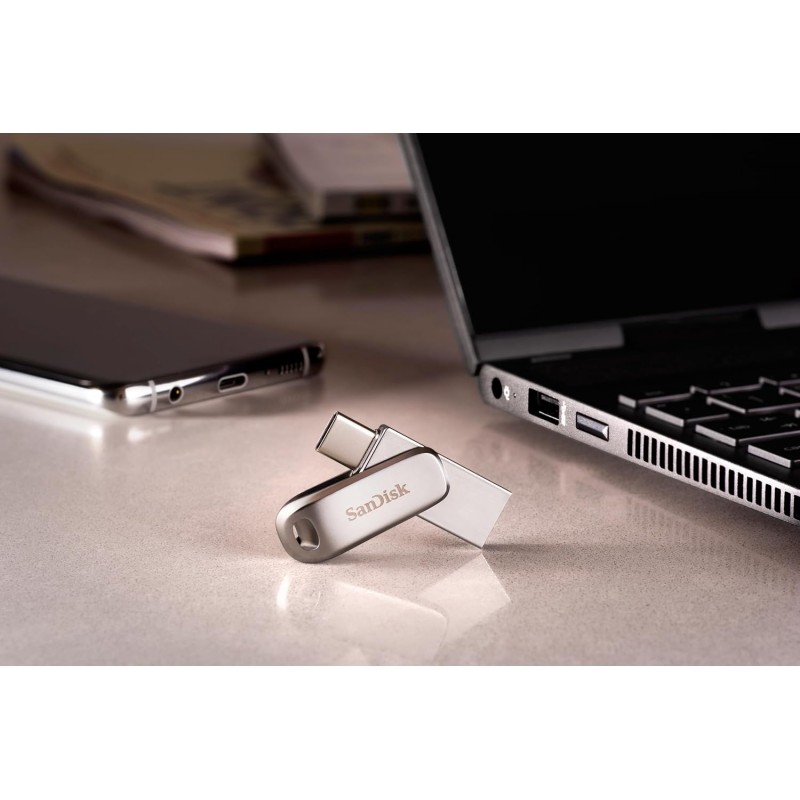 SanDisk Ultra Dual Drive Luxe USB_c Type-C 64GB, OTG, Upto 400MB/S, Pendrive, Silver, 5Y Warranty (SDDDC4-064G-I35) SanDisk Ultra Dual Drive Luxe USB_c Type-C 64GB, OTG, Upto 400MB/S, Pendrive, Silver, 5Y Warranty (SDDDC4-064G-I35)