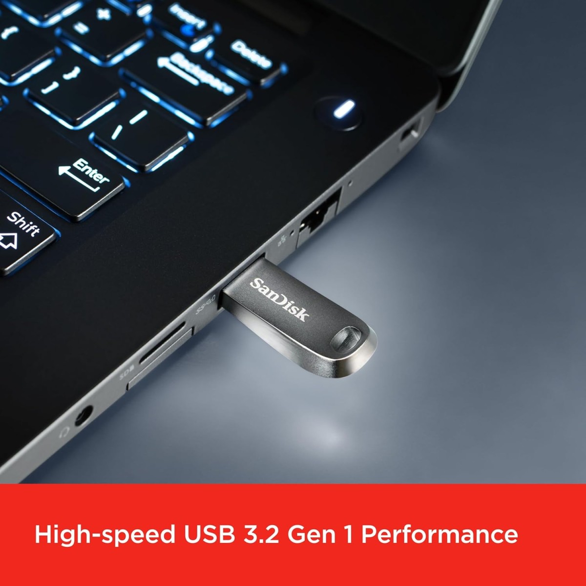 SanDisk Ultra Luxe 128GB, USB 3.2 Gen 1, Flash Drive, Upto 400MB/s R, Pendrive, Metal, 5Y Warranty (SDCZ74-128G-I35)