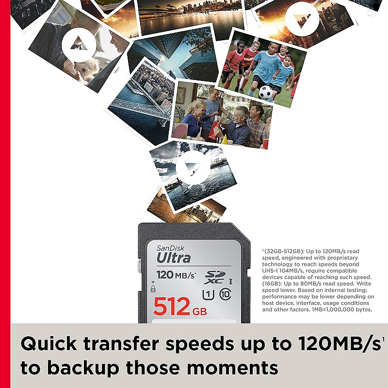 SanDisk Ultra SDXC UHS-I Card 64GB 120MB/s R, for DSLR Cameras, for Full HD Recording