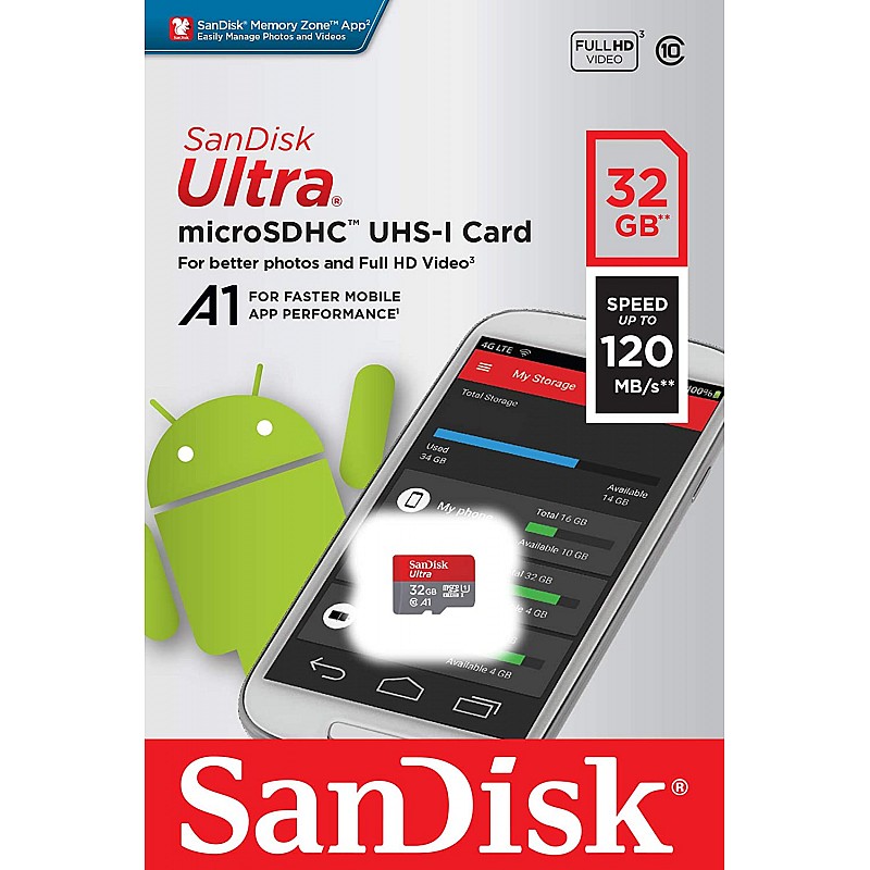 SanDisk Ultra microSD UHS-I Card 64GB, 120MB/s 