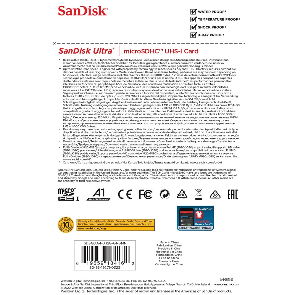 SanDisk Ultra microSD UHS-I Card 64GB, 120MB/s