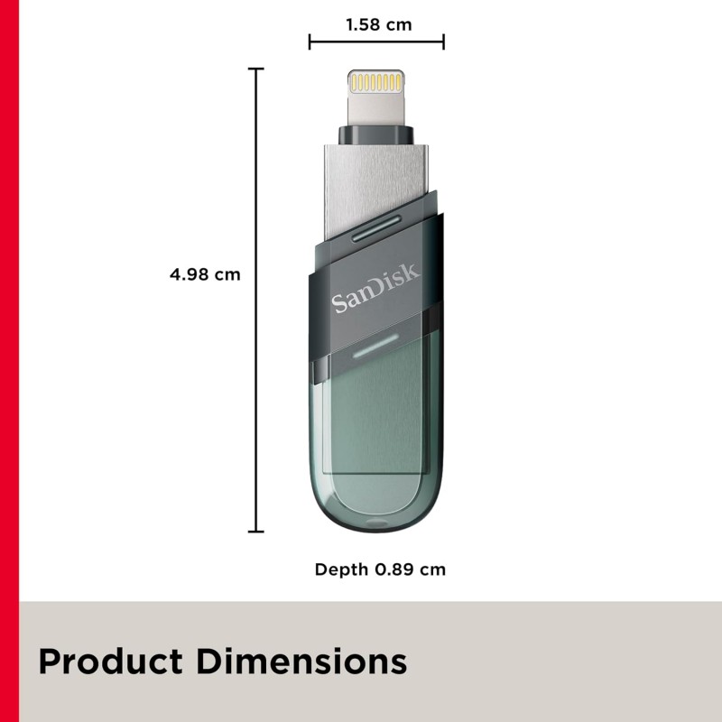 SanDisk iXpand USB 3.0 Flash Drive Flip 128GB for iOS and Windows, Metalic