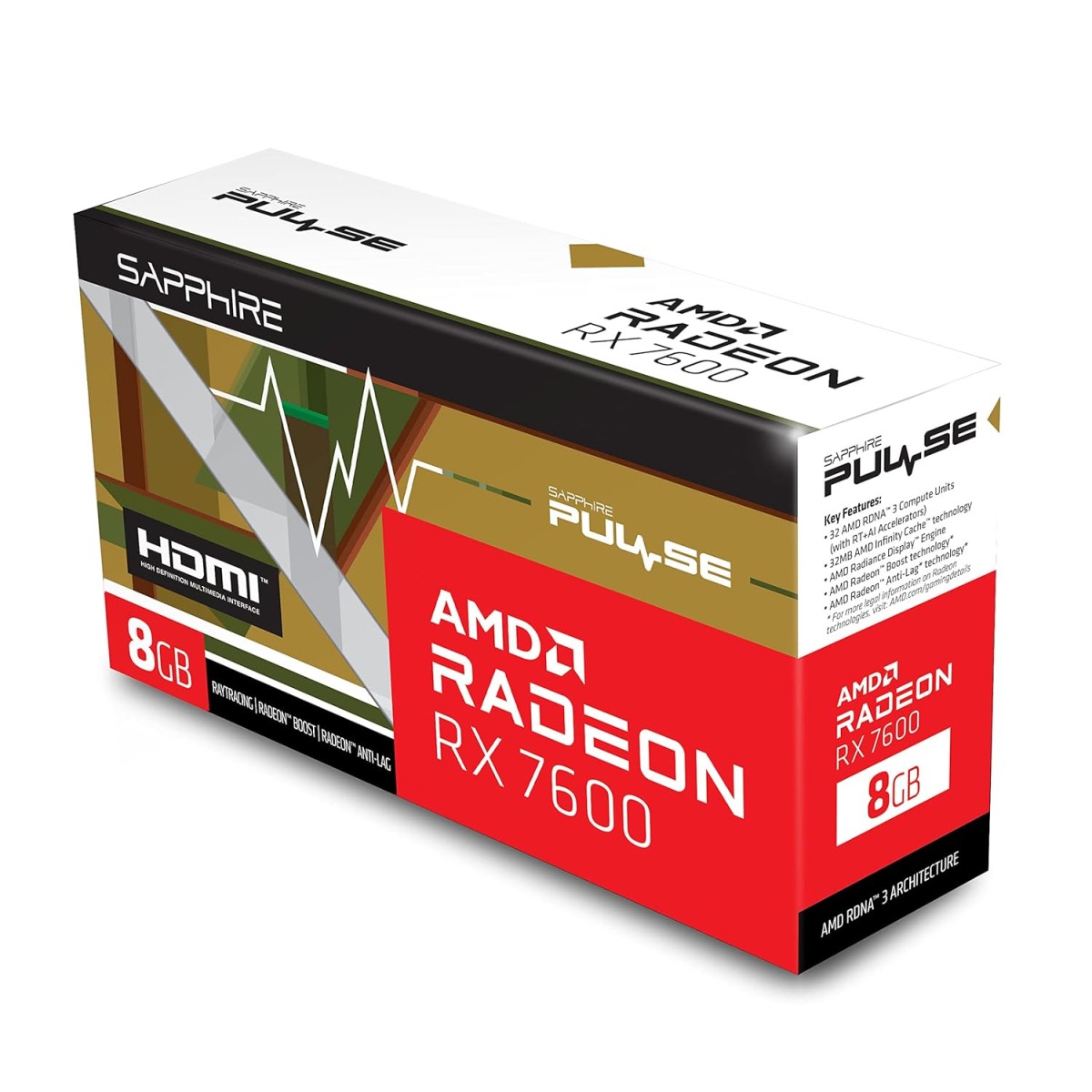 Sapphire Pulse AMD Radeon Rx 7600 Gaming 8Gb Gddr6 Hdmi/Triple Dp Lite,pci_e_x8