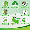 Scotch-Brite Supreme Spin Bucket Mop with Steel Spinner, Wheels, Drag Handle, Drain Plug & Dispenser (2N Microfiber Refills) 