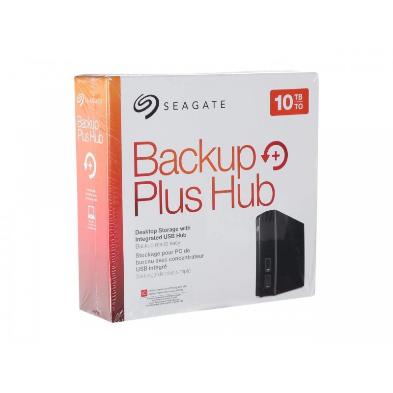 Seagate Backup Plus Hub 10 TB External HDD - USB 3.0 for Windows and Mac, 3 yr Data Recovery Services, Desktop Hard Drive with 2 USB Ports and 4 Month Adobe CC Photography (STEL10000400)