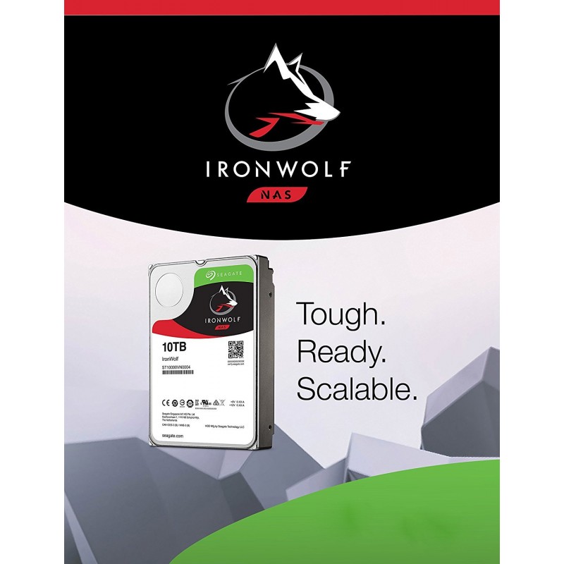 Seagate Ironwolf NAS 10TB SATA 6GB/s NCQ 256MB Cache 3.5 Internal Bare Drive (ST10000VN0004)