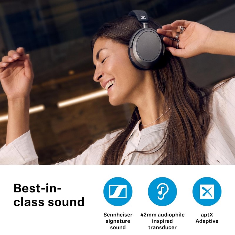 Sennheiser Momentum 4 Wireless Over Ear Headphones Designed in Germany - Bluetooth Adaptive Noise Cancelling-ANC,4 Digital Mics for Crystal-Clear Calls,60h Battery, 2 Yr Warranty, Black/Copper